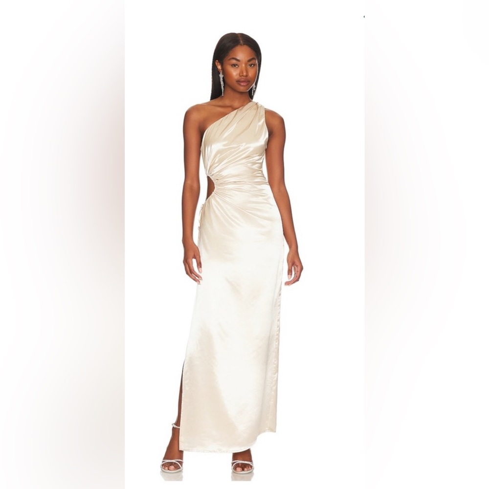 Line & Dot Eliza Cut Out Dress in Champagne, size M